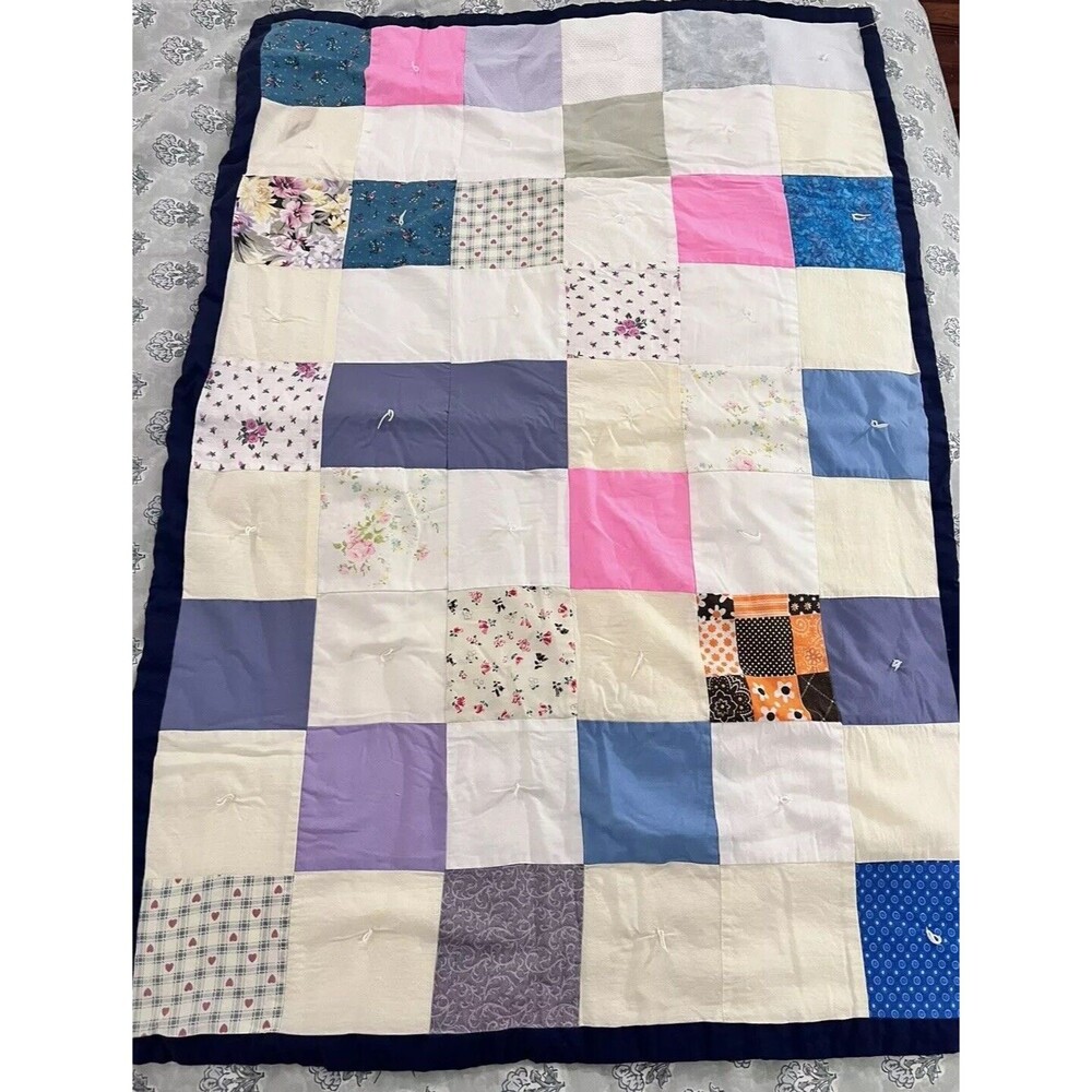 Patchwork Baby Quilt with Multicolor Squares